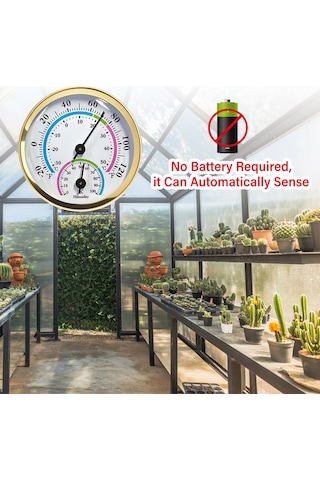 Skycity Altın Renkli Kompakt Oda Sıcaklık Nem Ölçer - Duvar Montajlı, Pil Gerektirmeyen Ev Ofis Serinlik Kontrol Cihazı