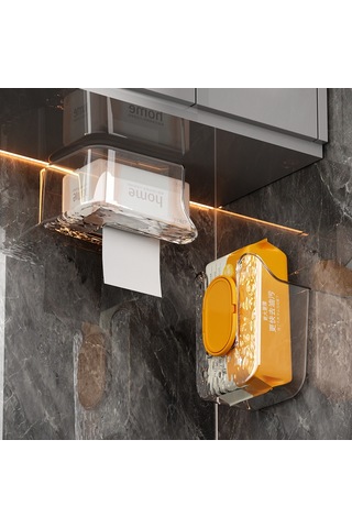 Şeffaf Gri Duvara Monte Mendil Kutusu, Deliksiz A