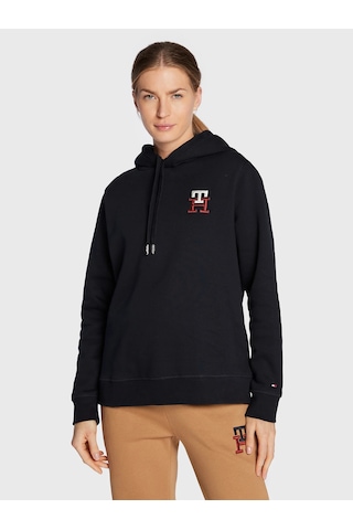 Tommy Hilfiger Byan Kapşonlu Sweatshirt Cepsiz Siyah