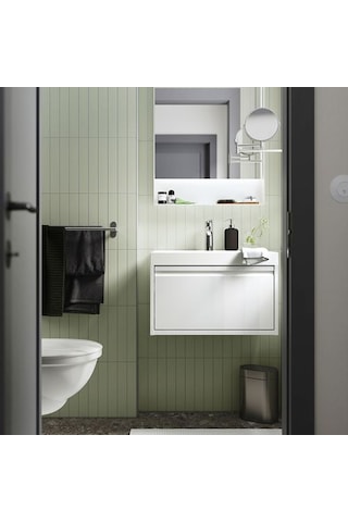 Ikea Ängsjön Lavabo Dolabı, Parlak Cila Beyaz, 60x48x33 Cm, 1 Çekmeceli