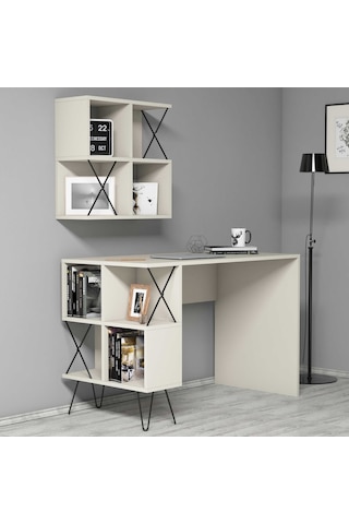Variant Variant Extra Duvar Raflı Çalışma Masası - Krem