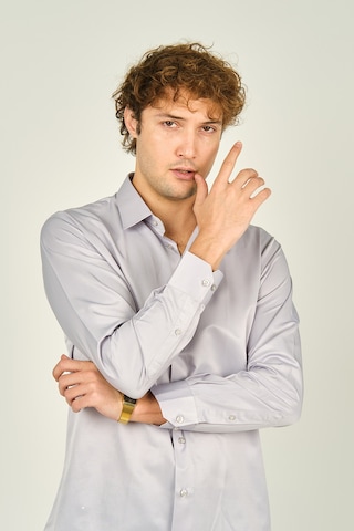 Figs Erkek Slim Fit Uzun Kollu Pamuklu Parlak Kumaş Gömlek 0013 Lila Lila