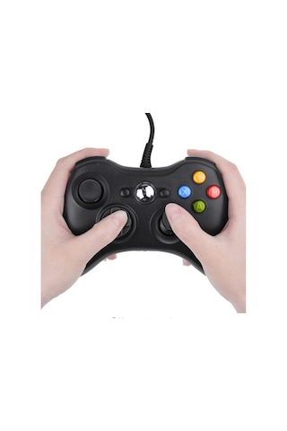 360 Usb Kablolu Oyuncu Kontroller Geliştirilmiş Ergonomik Tasarım Siyah