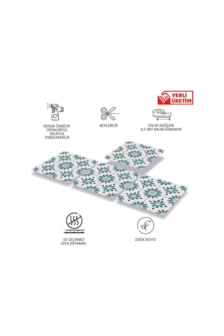 Tink Kendinden Yapışkanlı Yeşilçiçek Bahçesi Desenli Pvc Karo 30x30 Cm