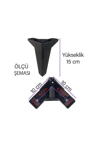 8 Adet Serdivan 15 Cm Siyah Lüx Mobilya Kanepe Sehpa Ünite Koltuk Ayağı Baza Ayak