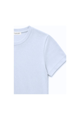 Mixray 2100 Kadın Slim Fit Bisiklet Yaka Soft Basic T-shirt Bebe Mavi Bebe Mavisi