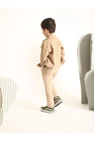 Nanica Kids Erkek Çocuk Pamuklu Cepli Düğmeli Ceket-15731 Kahverengi