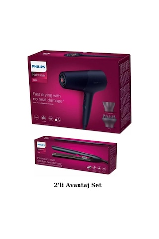 Philips BHD510/10 2300W Saç Kurutma Makinesi + BHS732/00 Argan Yağlı Uv Korumalı Saç Düzleştirici