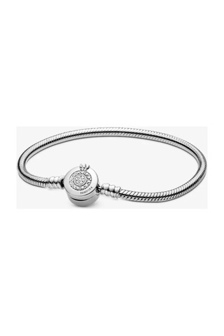 Lunarie Taç Detaylı İmza Klipsli Charm Bileklik Gümüş