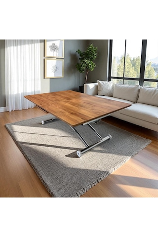 Ortadan Açılır Akıllı Masa Üst Mdf Ceviz Alt Ayak Krom