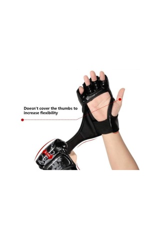 Moveevo Erkek Kadın Yarı Parmak Boks Eldiveni - Sert Lastik Malzeme, Eldiven Kolluk, Antrenman Savaş Sporu İçin Dayanıklı Ve Rakipsiz Tutuş Siyah