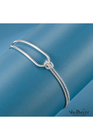 Serenia 925 Gümüş Kadın Bileklik Çift Katmanlı Bileklik Sevdiklerinize Ve Kendinize En Özel Hediye Gümüş