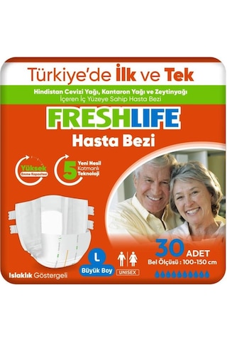 Freshlife Large Beden Büyük Boy Yetişkin Hasta Bezi 30 Adet L