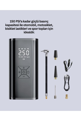 Northcity Kablosuz Dijital Kontrollü Taşınabilir Şişirme Cihazı - 80w Motorlu Hava Kompresörü