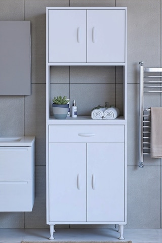 Eliusta Artex 65 Cm Yüksek Organizasyonlu Boy Dolabı 65x173x32,5 Cm Beyaz Banyo/mutfak Dolabı Beyaz