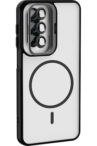 Galaxy Uyumlu A17 Kılıf Standlı Ve Kamera Lens li Mkst Etro Kapak - Pembe Pembe