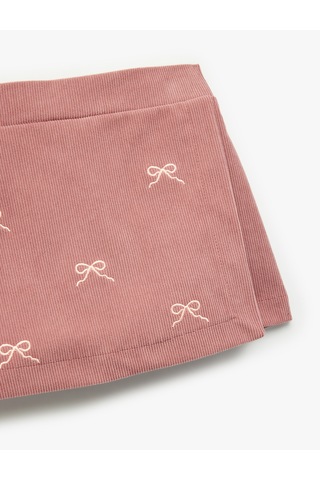 Koton Fiyonk Nakış Detaylı Mini Şort Etek Mürdüm 6wmg40102ak Mor