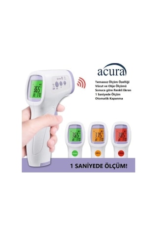 Temassız Kızılötesi Ateş Ölçer Renkli Ekranlı, Nesne Ve Vücut Ölçer Ac-9270 Çok Renkli