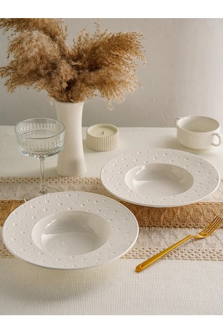 Magistro Derin Tabak Seti 2 Adet Çap 24,8 Cm Fray Porselen 344082582 Beyaz