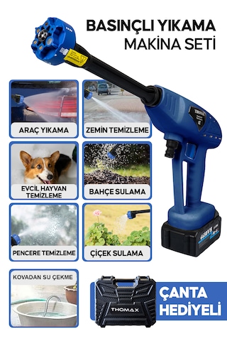 Şarjlı Ve Yüksek Basınçlı Oto Yıkama Makinesi Ve Sulama Tabancası