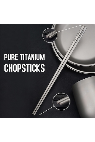 Mufunye Titanyum Çubuk Ve Kaşık Seti - 233mm Çubuk, 185mm Kaşık, Hafif Ve Dayanıklı Çok Renkli