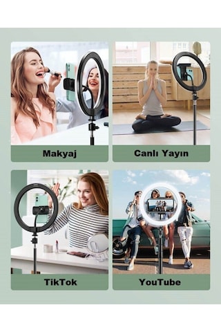 120 Led Ring Lıght Influencer Youtuber Tiktok Telefon Tutucu Makyaj Işığı 10 Inç 2.1 Mt Trıpod