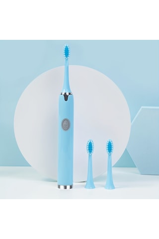 Eastmeeetwest--kişisel Ağız Beyazlatma Diş Elektrikli Diş Fırçası Seti, Bir Bataryalı Seyahat Elektrikli Diş Fırçası, Taşınabilir Diş Fırçası, 3 Fırça Kafa Dahil, Piller Hariç. Mavi