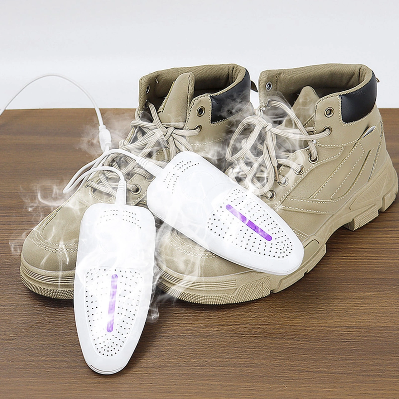 Dofolink Ev İçi Plastik Ayakkabı Kurutucu - Usb Şarjlı, Mor Işık Ve 360 Tam Yönlü Kurutma, Koku Giderici, 45-65 C Sabit Sıcaklık Beyaz