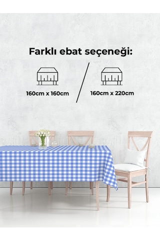 Kareli Masa Örtüsü Mavi 160x220cm