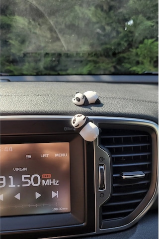 2 Adet Dekoratif Mini Panda Figürü - Araç İçi Klima Aksesuarı & Masa Üstü Obje - 3d Baskı  1 Adet