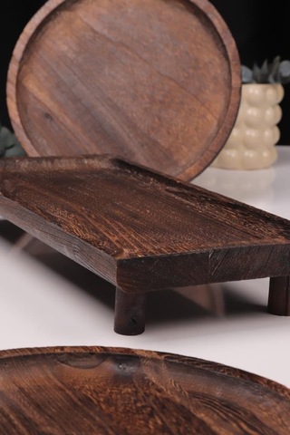 Bambum 3 Parça Pavlonya Heritage Ahşap Sunum Ve Servis Seti Dikdörtgen Ve Yuvarlak Servis Tabakları Diğer
