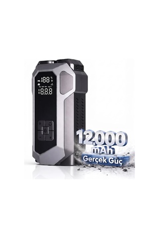 Akü Takviye 4 İn 1 Şarjlı Akü Takviye Cihazı 12.000 Mah Gerçek Değer Akım Koruma Güçlü Seri