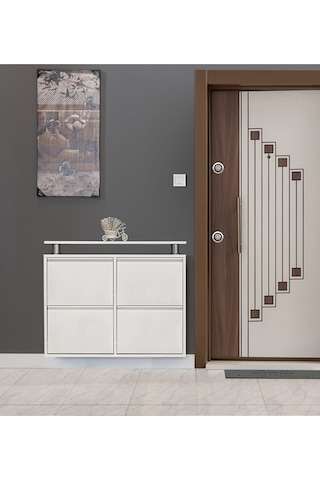 Kaser Metal 2+2'Li Metal Ayakkabılık Beyaz