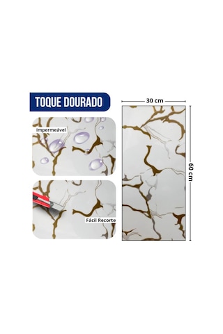 30x60cm Elit Gold Mermer Desen Yapışkanlı Banyo,tezgah Arası Kaplama Duvar Paneli Kağıdı Tx-077 Altın