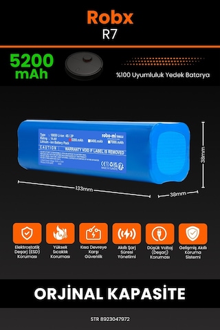 Robx R7 Robot Süpürge Uyumlu 5200 Mah Batarya