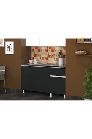 150 Cm Poyraz Mutfak Alt Modül Antrasit Evyeli Antrasit