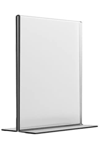 Heroglas A7 T Tipi Dikey Masa Üstü Şeffaf Pleksi / Föylük-fiyatlık-menü-broşürlük