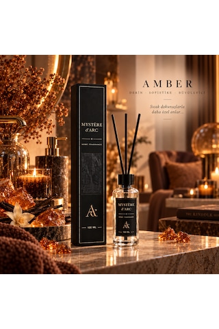 Premium Oda Kokusu Bambu Çubuklu Beyaz Şişe 100 Ml Amber