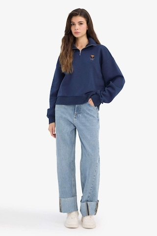 Defacto Oversize Geniş Kalıp Yarım Fermuarlı Baskılı Kalın Sweatshirt G7217ax25cwnv1 Lacivert-nv1