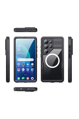 Samsung Uyumlu Galaxy S26 Ultra Kılıf 360 Ön Ve Arka Koruyucu Kapak Su Geçirmez 1-1 Silikon Zırhlı Kapak Siyah