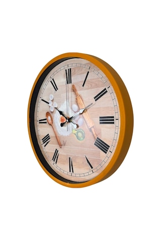 Büro Ev Ofis Hediyesi İçin 36cm Turuncu Rustic Kitchen Duvar Saati Diğer