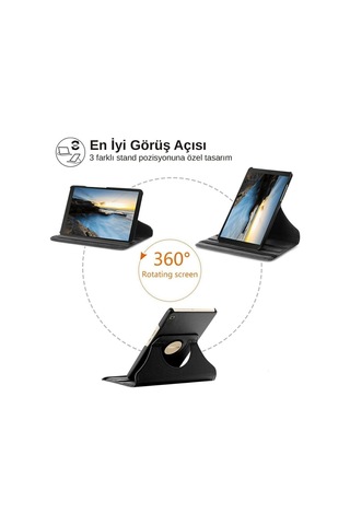 Samsung Galaxy Uyumlu Tab A7 Sm T500 T505 T507 Dönebilen Deri Standlı Tablet Kılıfı Arka Kapak