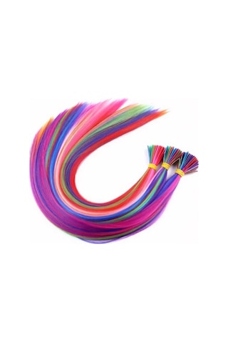 20 Adet Karışık Renkli Fiber Sentetik Kaynaklık 60cm + Misina Takım Aparatı Ve Boncuğu - Fglt-881051 Karışık - Çok Renkli