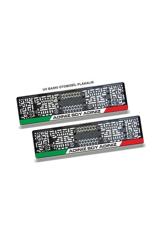 İtalyan Uv Baskı 2 Adet Araç Uyumlu Logo Siyah Oto Plakalık - 640506732