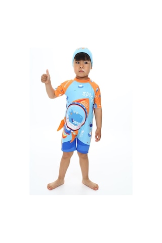 My Kids Wear Boneli Fermuarlı Erkek Çocuk Mayo Turuncu