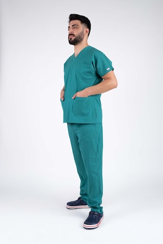 Cerrahi Yeşil Erkek Likralı Hemşire Ve Doktor Forması Takımı Scrubs Hastane Üniforması