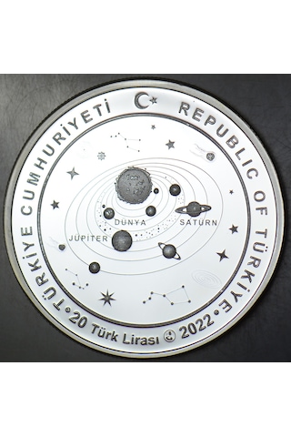 Galileo Galilei 20 Lira 2022 Gümüş Hatıra. Seri Nolu Sertifikalı-kapsülünde 31,1 Gr Proof Çil.
