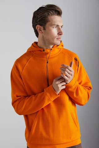 Grimelange Malagos Erkek Içi Polarlı Yumuşacık 3 Iplik Içi Şardonlu Regular Kapüşonlu Turuncu Sweatshirt