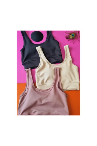 Demirsa Boutique Fitilli 3'lü Siyah, Açık Mürdüm Ve Krem Renk Çıkarılıp Takılabilir Pedli Kadın Büstiyer Siyah-a.mürdüm-taş Gri