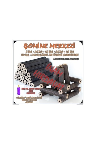 Şömine Odunu -20 Kg Özel Hazırlanmış Briket Şömine Odunu+ Jel
